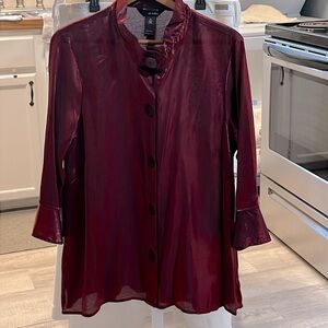 NWT Ali Miles Breeke Size XL Iridescent Shimmering Burgundy Swing Jacket/Top